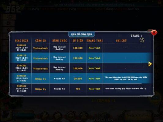 Lưu Ý Khi Nạp Tiền B52 Club